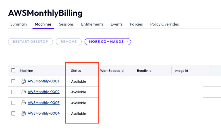 AWS Monthly Billing pool status